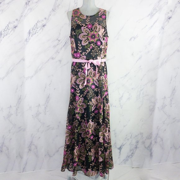Tahari Dresses & Skirts - Tahari by ASL | Embroidered Gown | Blk/Pink | 16